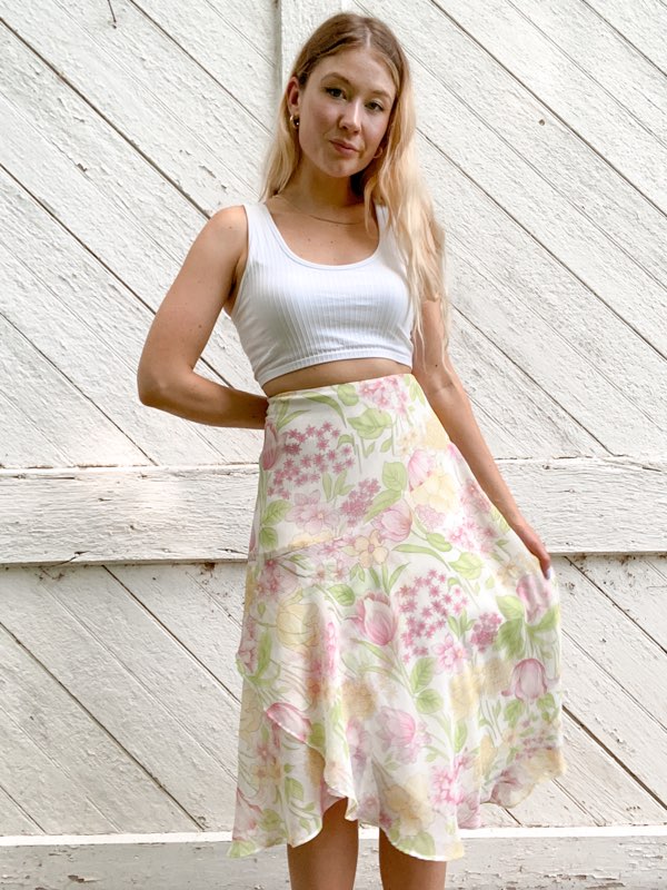 Vintage Flowy Floral Skirt