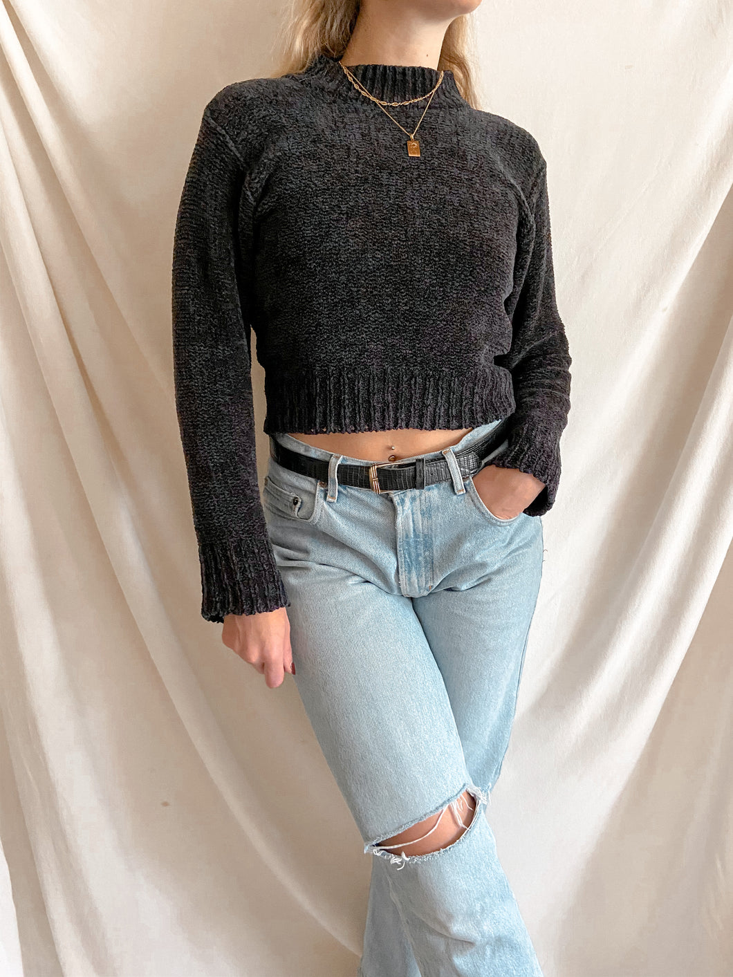 Vintage Chenille Cropped Sweater