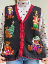 Load image into Gallery viewer, Vintage Christmas Teddy Sweater Vest
