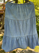 Load image into Gallery viewer, Vintage Denim Tiered Maxi Skirt
