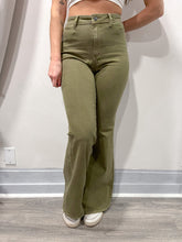 Load image into Gallery viewer, Free People Olive Flare Jeans
