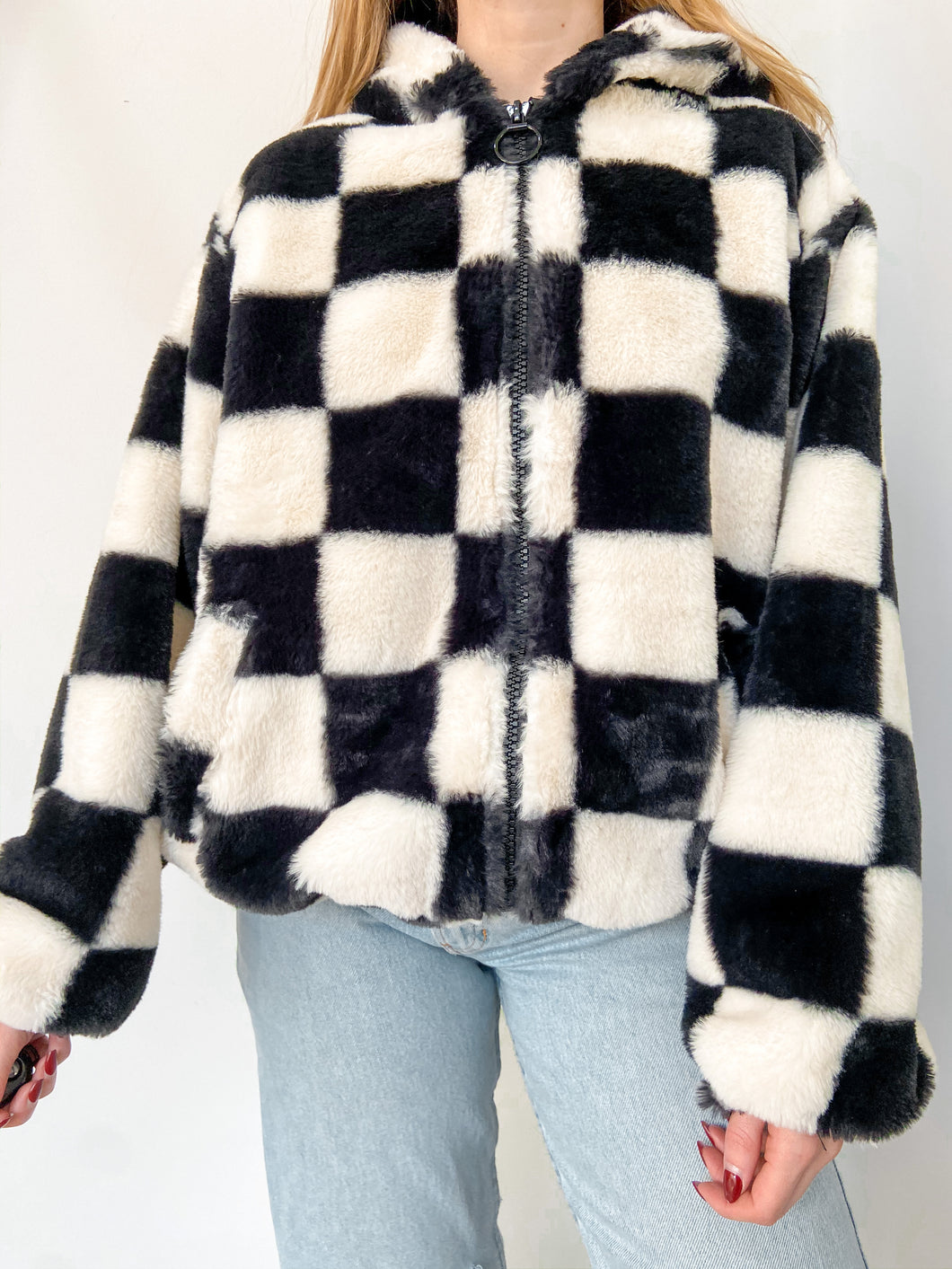 Checkered Fuzzy Jacket