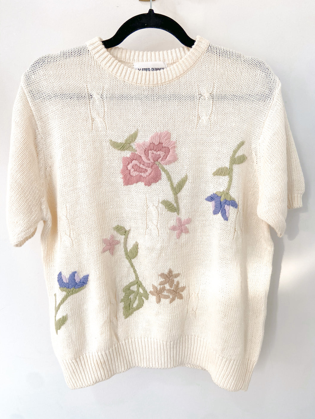 Vintage Floral Short-Sleeve Sweater